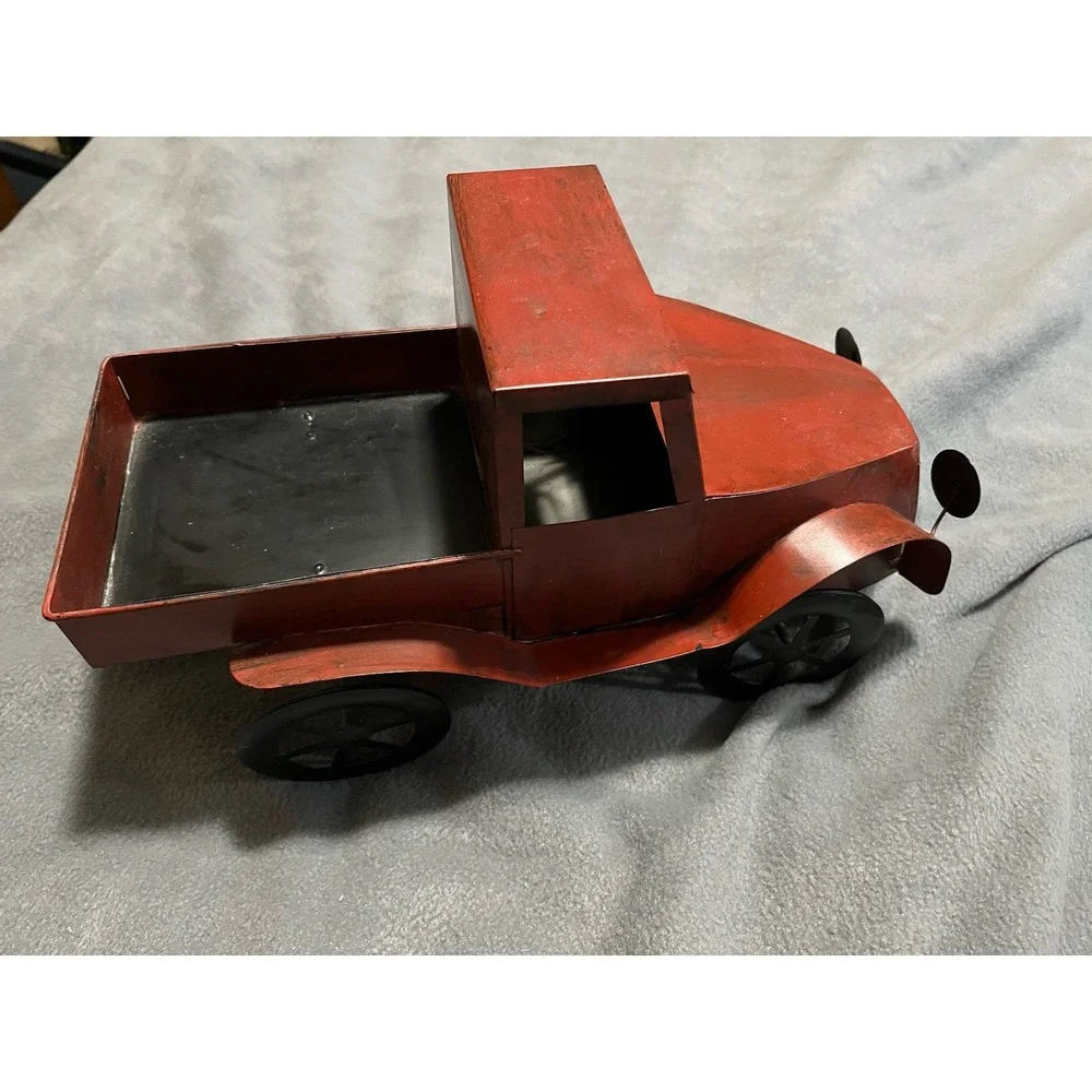 Rustic Metal Antique Old Timey Red Truck Decor 14